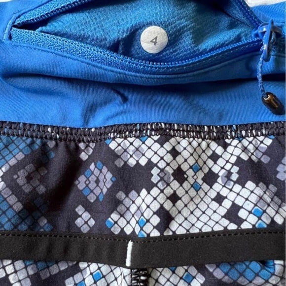 Lululemon Run: Speed Short *4-way Stretch Mini Ziggy Snake Caspian Blue Pipe - Picture 3 of 3